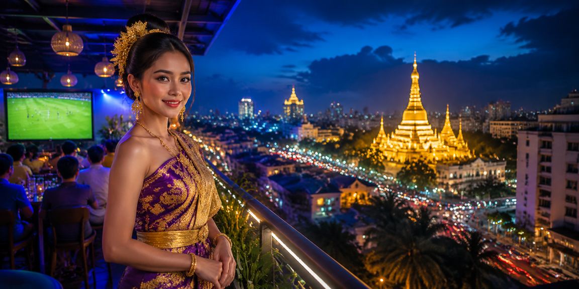 ရန်ကုန်ဆိုင်းဘုတ်ပေါ်မှာ ဘောလုံးလောင်းနေသော 66mmr အသုံးပြုသူ